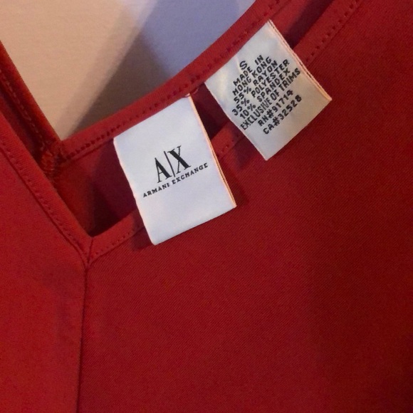 RED, like New, Armani/Exchange Deep V tapered tank - Picture 2 of 3